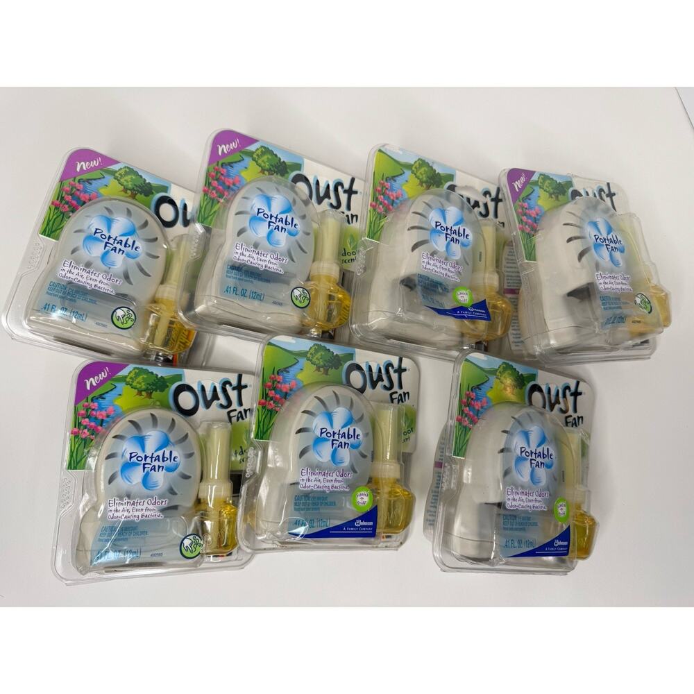 Lot Of 7 Oust Portable Fan Outdoor Scent 2004 Discontinued Vintage New Sealed